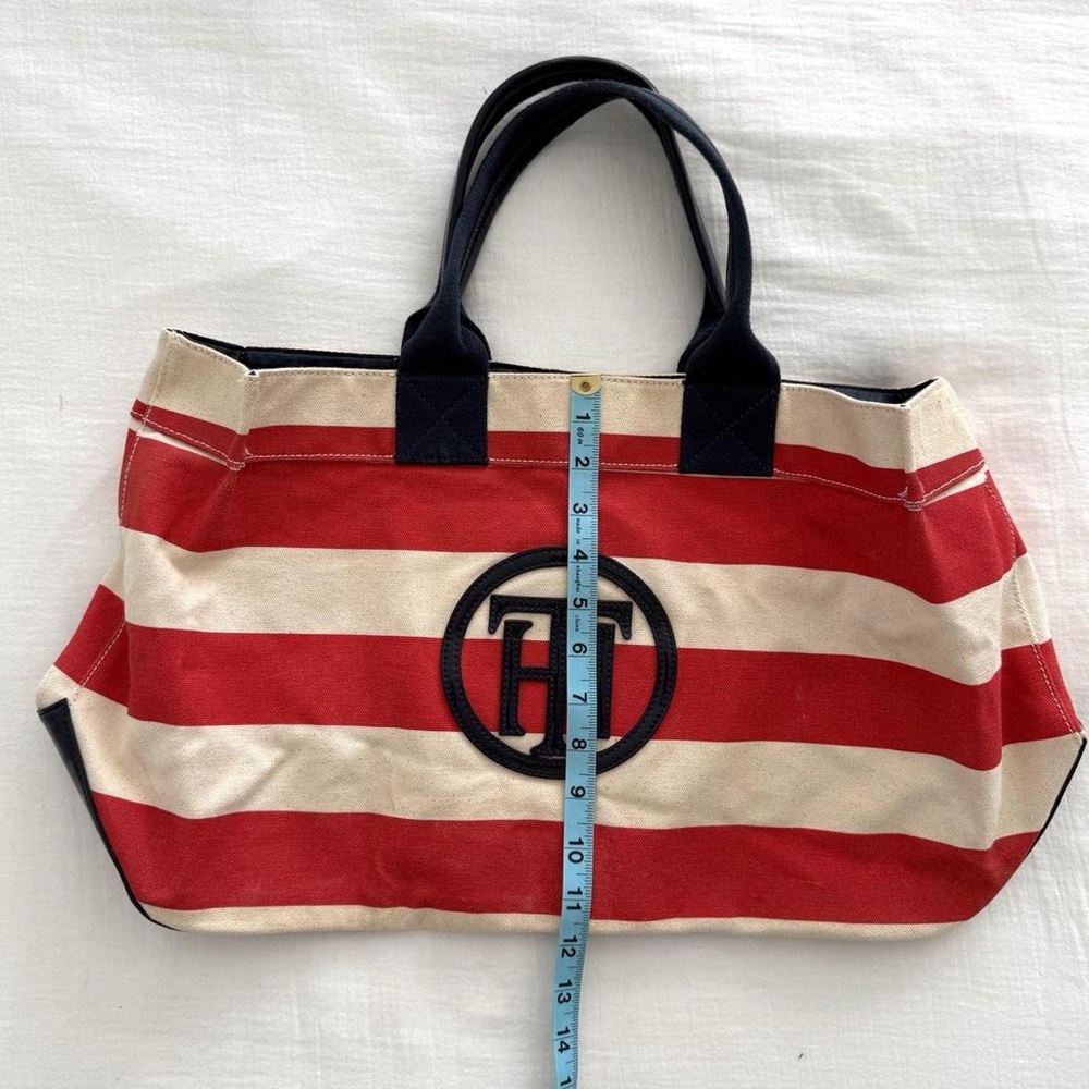 Y2K Tommy Hilfiger Red, White & Blue Striped Tote Bag - Picture 2 of 8